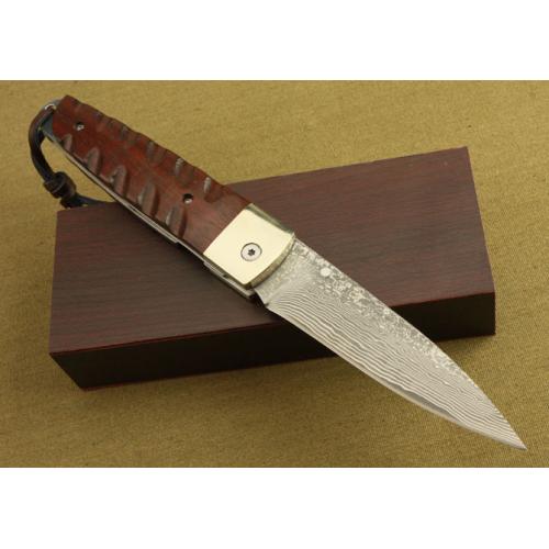 Submarine Damascus Folding Knife (Aluminum Case)