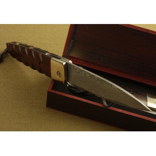 Submarine Damascus Folding Knife (Aluminum Case)