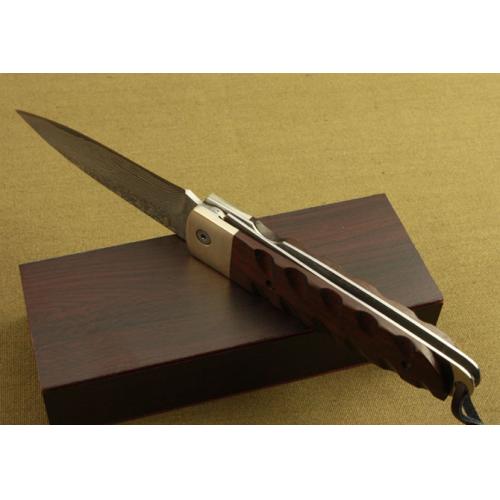 Submarine Damascus Folding Knife (Aluminum Case)