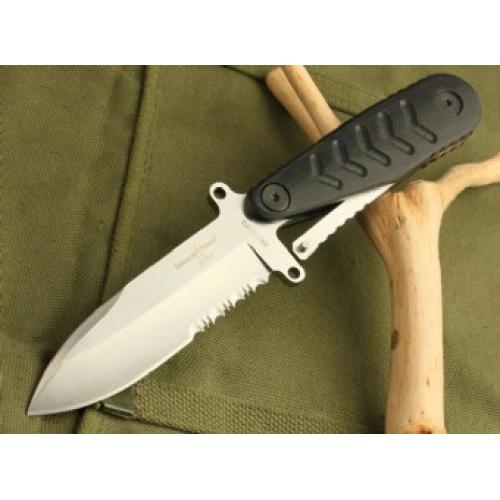 Lineline Spear Point Tactical Knife (White Serrated Blade)