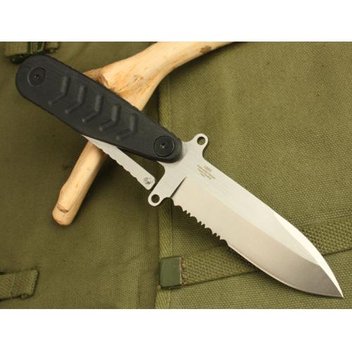 Lineline Spear Point Tactical Knife (White Serrated Blade)