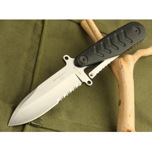 Lineline Spear Point Tactical Knife (White Serrated Blade)