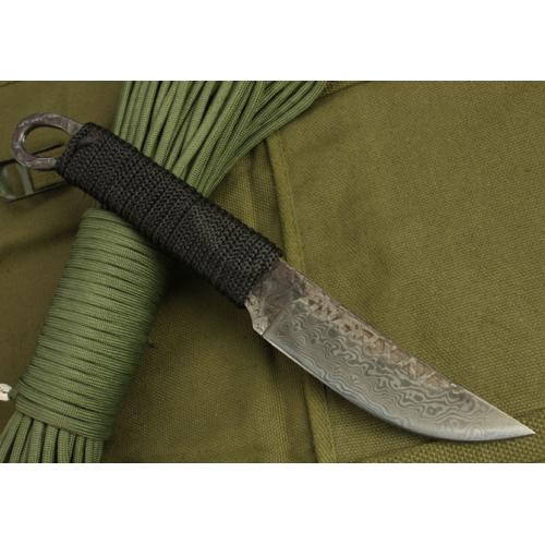 Patterned Straight Knife with Round Tail Handle