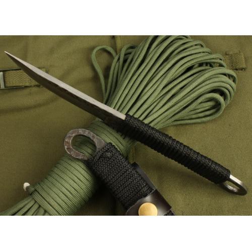 Patterned Straight Knife with Round Tail Handle
