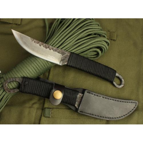Patterned Straight Knife with Round Tail Handle