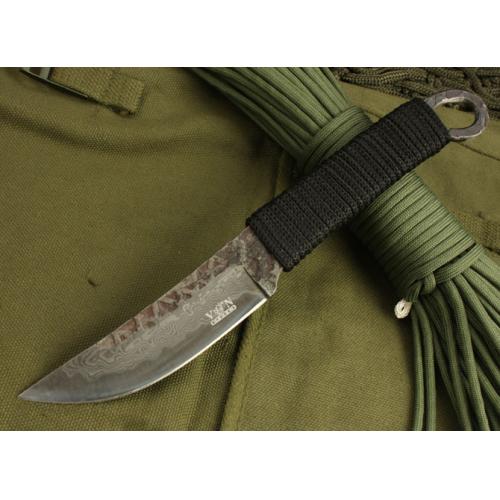 Patterned Straight Knife with Round Tail Handle