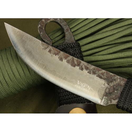 Patterned Straight Knife with Round Tail Handle