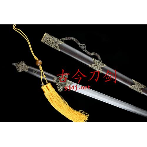 Blackwood Sword with Patterned Steel and Brass Eight Immortals Fittings