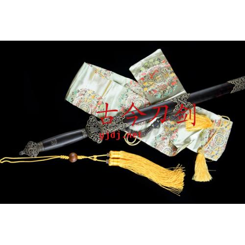 Blackwood Sword with Patterned Steel and Brass Eight Immortals Fittings