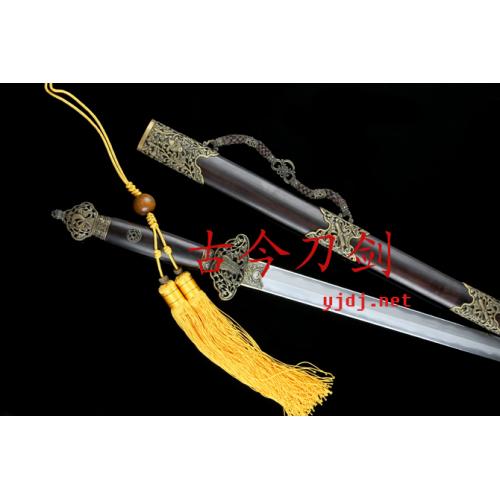 Blackwood Sword with Patterned Steel and Brass Eight Immortals Fittings