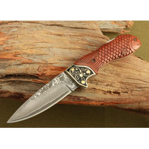 Mermaid Damascus Folding Knife