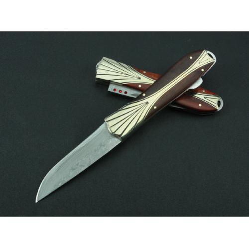 Little Red Star Damascus Folding Knife