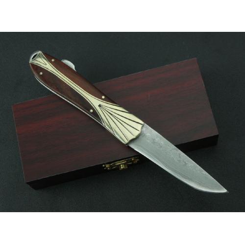 Little Red Star Damascus Folding Knife