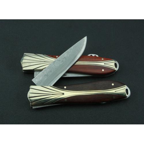 Little Red Star Damascus Folding Knife