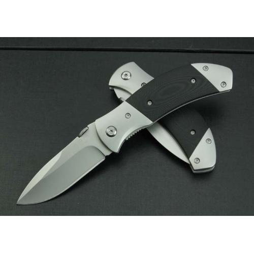 KT-039 Dual Steel Folding Knife with Black G10 Handle