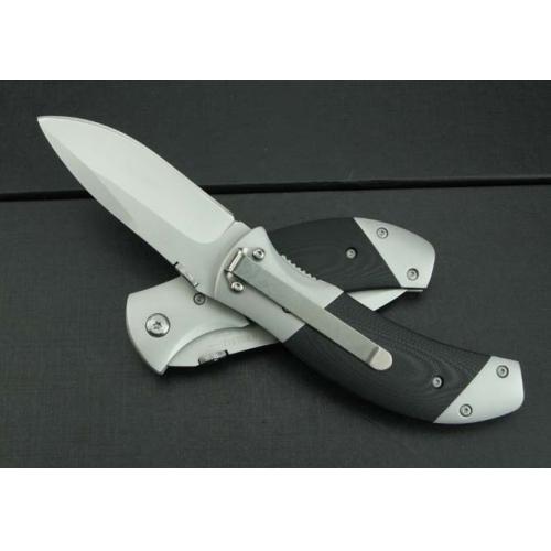 KT-039 Dual Steel Folding Knife with Black G10 Handle