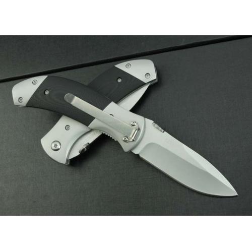 KT-039 Dual Steel Folding Knife with Black G10 Handle