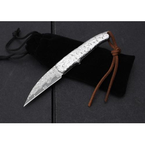 Damascus Little Silversmith Folding Knife