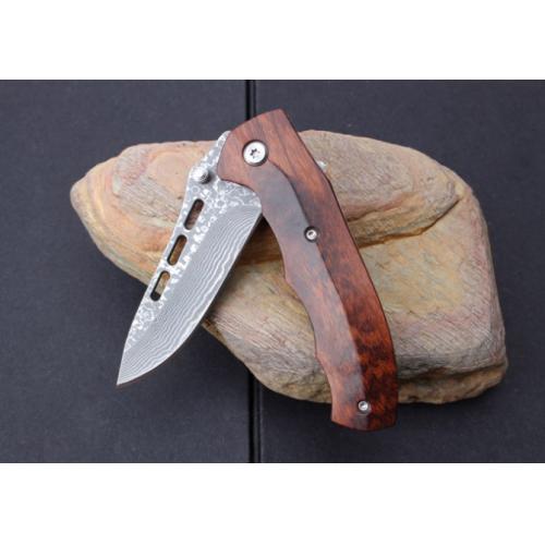 SY-035 Snakewood Damascus Folding Knife