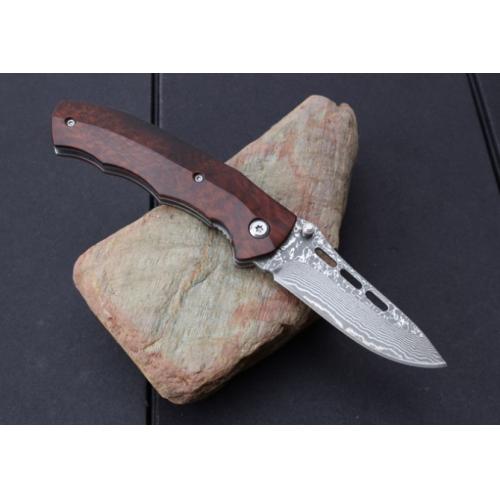 SY-035 Snakewood Damascus Folding Knife