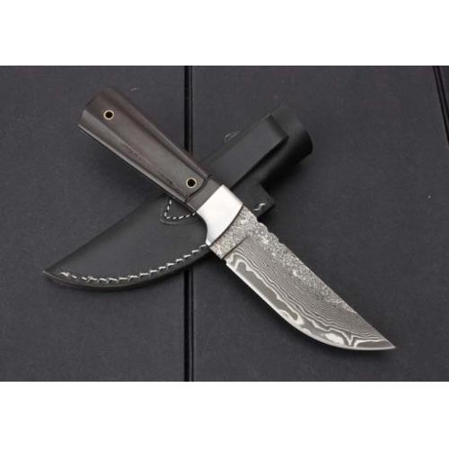 Mantis Damascus Ebony Fixed Blade Knife
