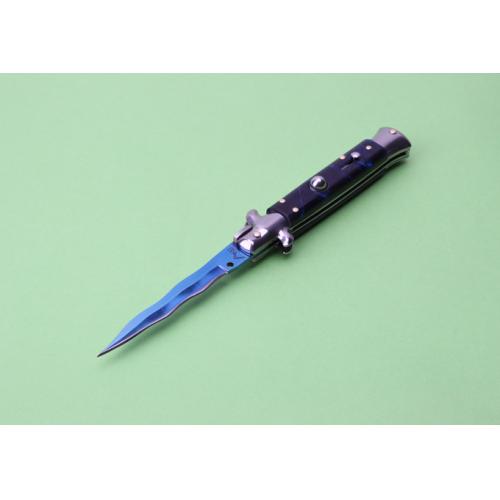 9-Inch AKC Italian Stiletto - Blue Sky (White Steel Handle, Ripple Blade)