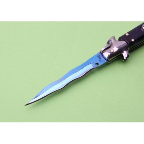 9-Inch AKC Italian Stiletto - Blue Sky (White Steel Handle, Ripple Blade)