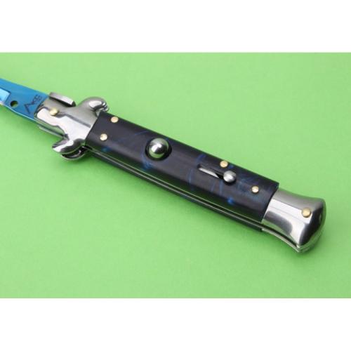 9-Inch AKC Italian Stiletto - Blue Sky (White Steel Handle, Ripple Blade)