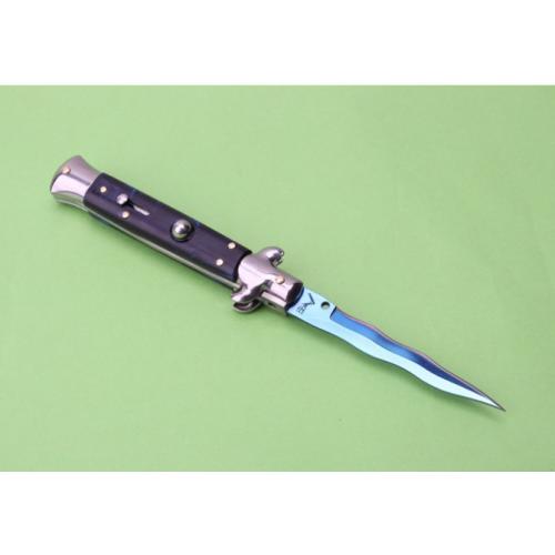 9-Inch AKC Italian Stiletto - Blue Sky (White Steel Handle, Ripple Blade)