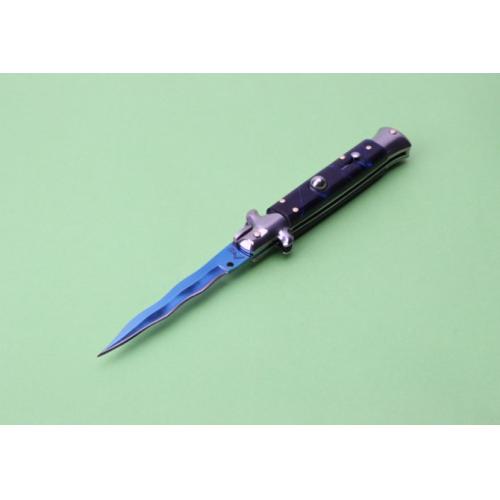 9-Inch AKC Italian Stiletto - Blue Sky (White Steel Handle, Ripple Blade)