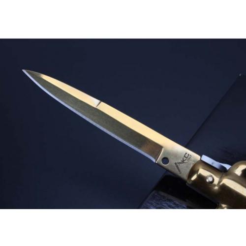 9-Inch AKC Italian Stiletto with Ivory Handle and Gold Blade