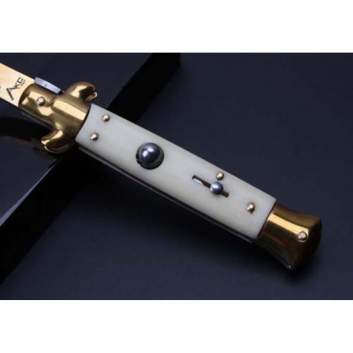 9-Inch AKC Italian Stiletto with Ivory Handle and Gold Blade