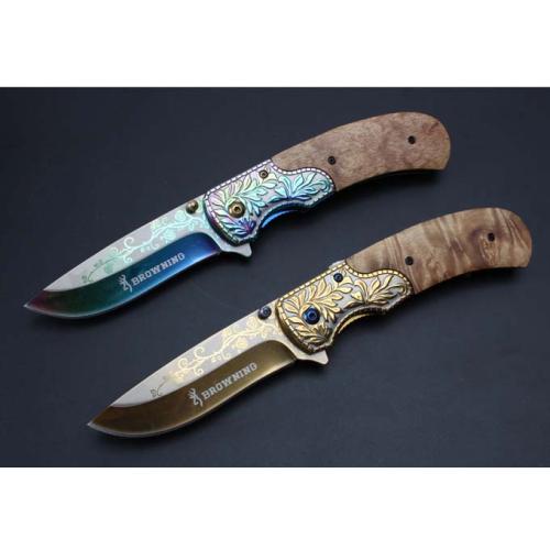Browning Embossed Shadow Wood Quick-Open Folding Knife