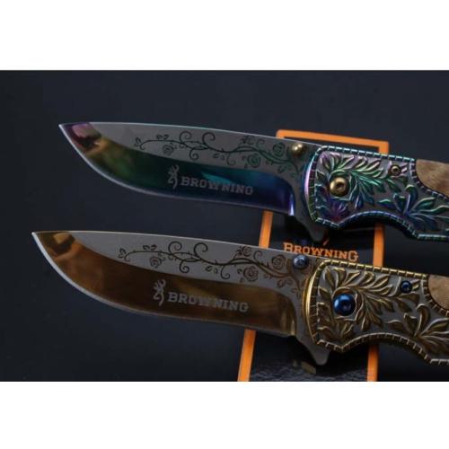 Browning Embossed Shadow Wood Quick-Open Folding Knife
