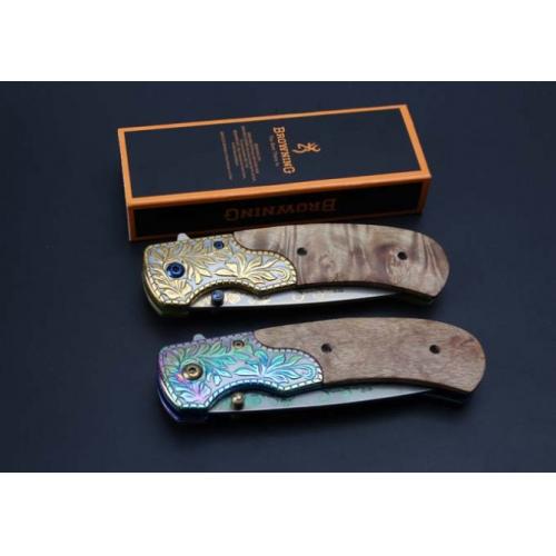 Browning Embossed Shadow Wood Quick-Open Folding Knife