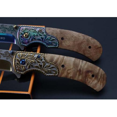 Browning Embossed Shadow Wood Quick-Open Folding Knife