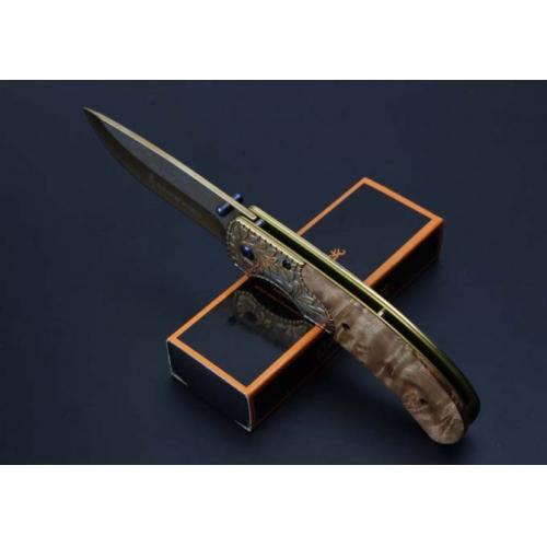 Browning Embossed Shadow Wood Quick-Open Folding Knife