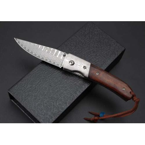 Thomas Desert Ironwood Damascus Folding Knife