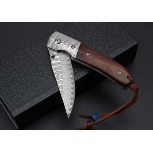 Thomas Desert Ironwood Damascus Folding Knife