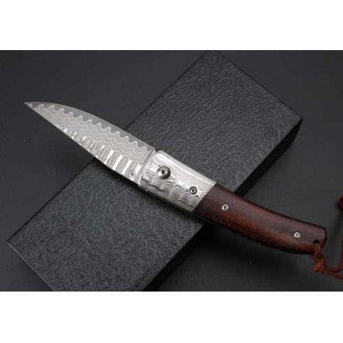 Thomas Desert Ironwood Damascus Folding Knife