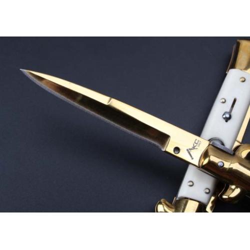 2016 New 9-Inch AKC Italian Stiletto Knife (Ivory Imitation Handle, Platinum Blade)