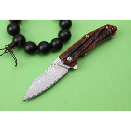 Thomas City Hunter Damascus Folding Knife
