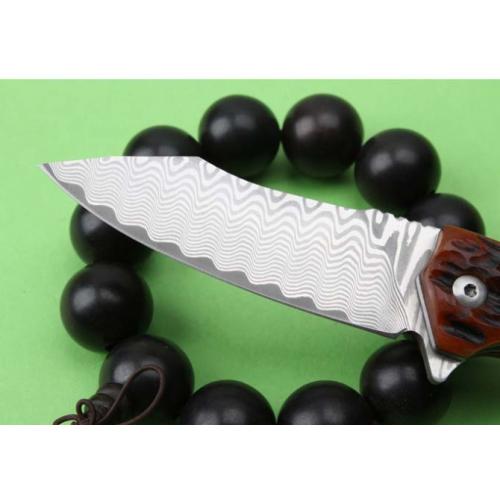 Thomas City Hunter Damascus Folding Knife