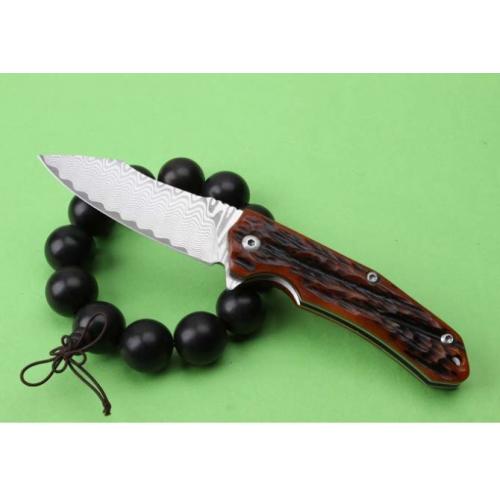 Thomas City Hunter Damascus Folding Knife