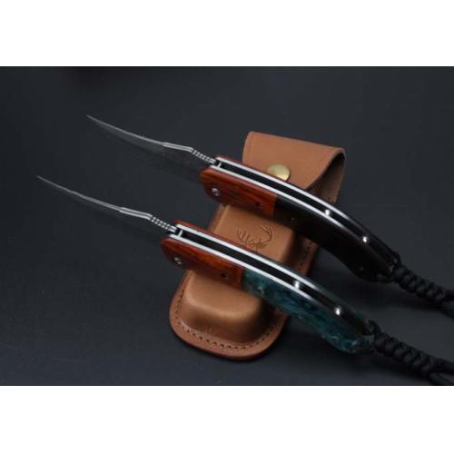 Queen Bee Damascus Quick-Open Folding Knife