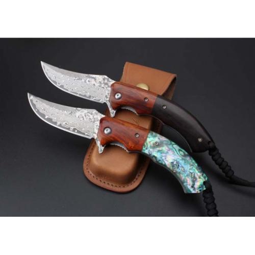 Queen Bee Damascus Quick-Open Folding Knife