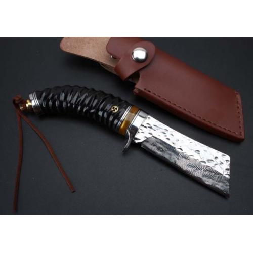 Damascus Steel Knife with Genuine Antelope Horn Handle