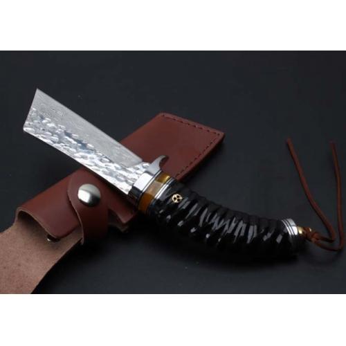 Damascus Steel Knife with Genuine Antelope Horn Handle