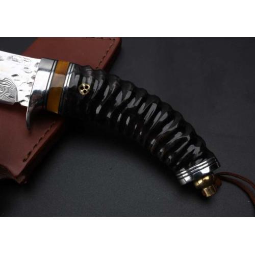 Damascus Steel Knife with Genuine Antelope Horn Handle