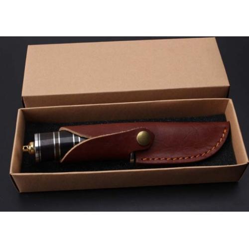 Thomas Damascus Ebony Horn Fixed Blade Knife